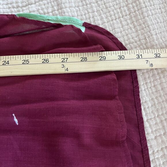 Tiare Teti Tahiti Dress Women XL Burgundy Mint Tunic Floral Rayon Hawaiian Aloha - Picture 10 of 11